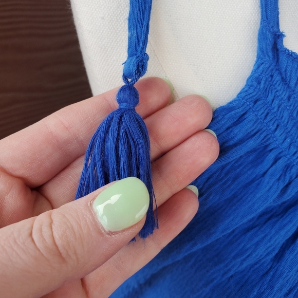 LOFT Beach Vibrant Royal Blue Tiered Ruffle Midi Dress Women's Size Small NWOT - Picture 7 of 12